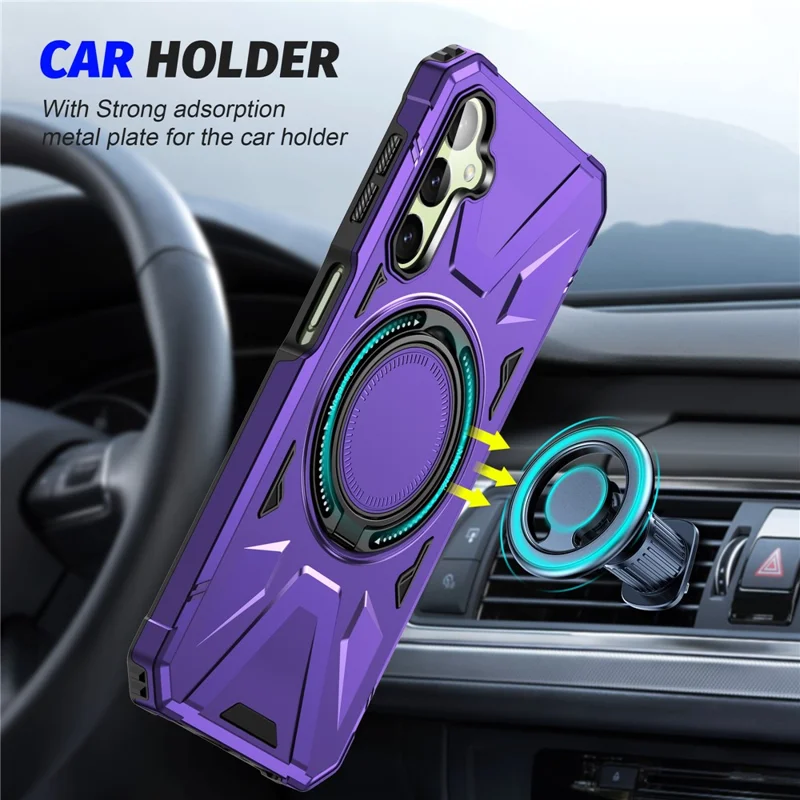 For Samsung Galaxy A24 4G (162.1 x 77.6 x 8.3mm) /  A25 5G (Global) (161.0 x 76.5 x 8.3mm) Case Rotatable Kickstand Phone Cover - Purple