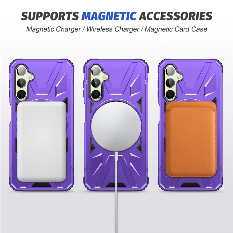 For Samsung Galaxy A24 4G (162.1 x 77.6 x 8.3mm) /  A25 5G (Global) (161.0 x 76.5 x 8.3mm) Case Rotatable Kickstand Phone Cover - Purple