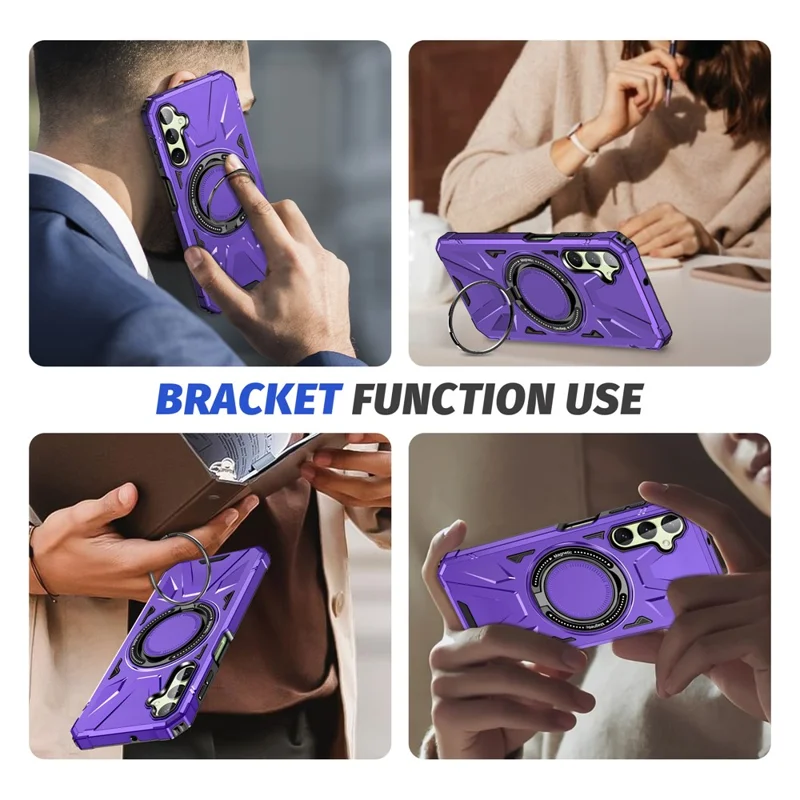 For Samsung Galaxy A24 4G (162.1 x 77.6 x 8.3mm) /  A25 5G (Global) (161.0 x 76.5 x 8.3mm) Case Rotatable Kickstand Phone Cover - Purple