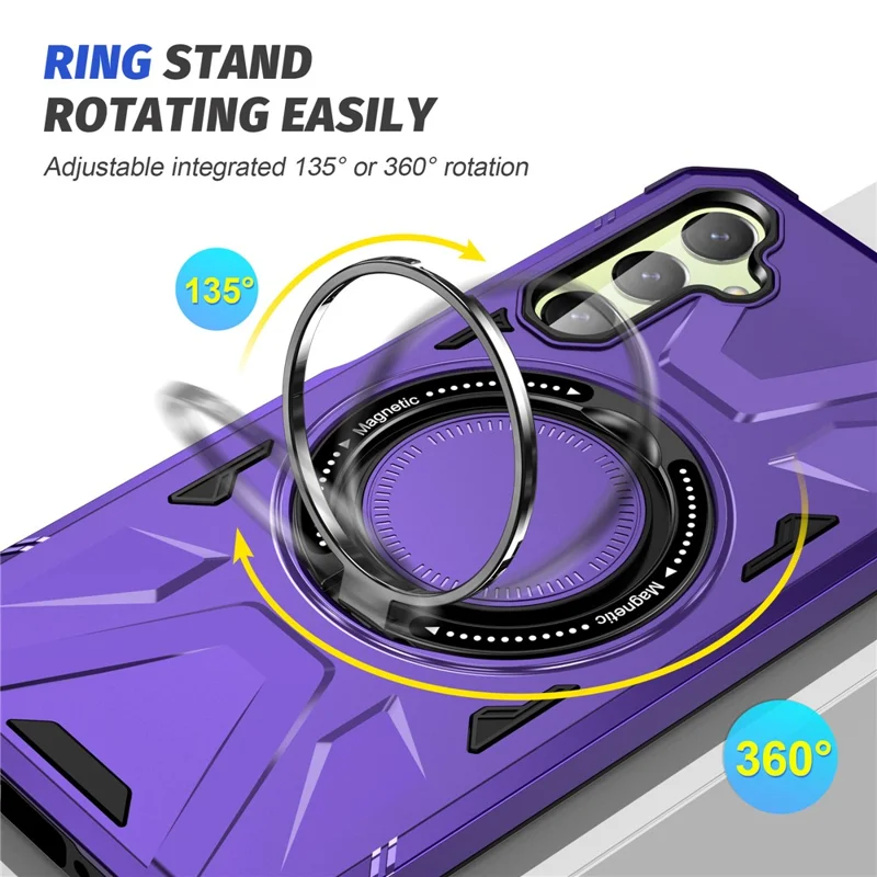 For Samsung Galaxy A24 4G (162.1 x 77.6 x 8.3mm) /  A25 5G (Global) (161.0 x 76.5 x 8.3mm) Case Rotatable Kickstand Phone Cover - Purple