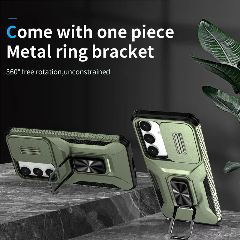 Para Samsung Galaxy S24 Case Kickstand PC+TPU Phone Cover Support Magnetic Car Mount - Verde