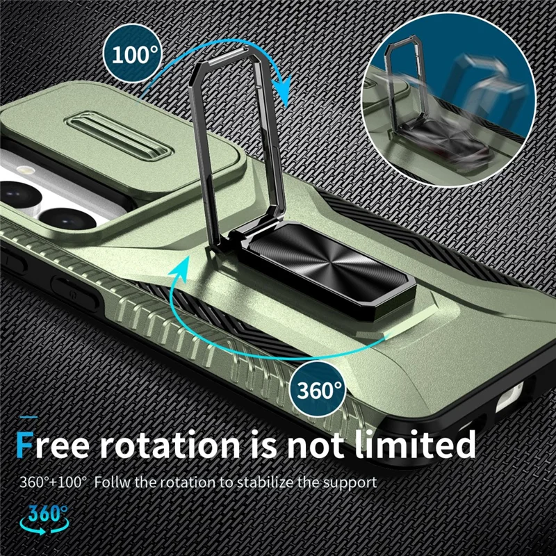 Para Samsung Galaxy S24 Case Kickstand PC+TPU Phone Cover Support Magnetic Car Mount - Verde