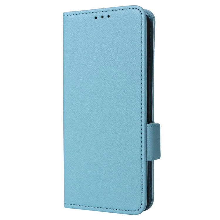 Чехол-бумажник из искусственной кожи с текстурой личи для vivo V29e (Global) 5G / Y200 (India) 5G - Голубой