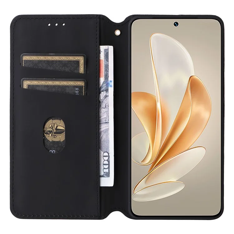 Для vivo V29e (Global) 5G / Y200 (India) 5G Чехол с ромбовидным тиснением и бумажником-подставкой - черный