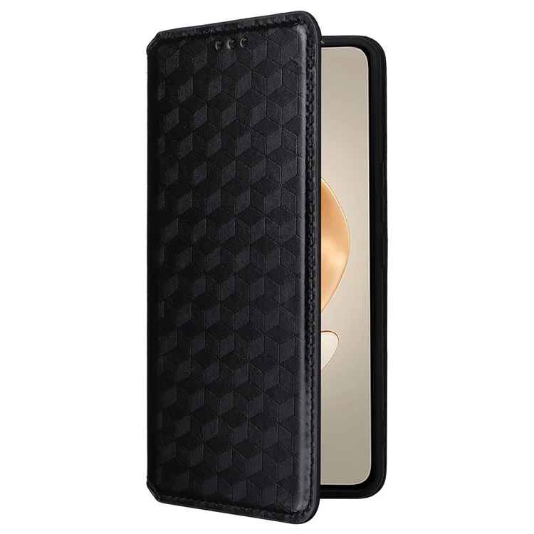 Для vivo V29e (Global) 5G / Y200 (India) 5G Чехол с ромбовидным тиснением и бумажником-подставкой - черный