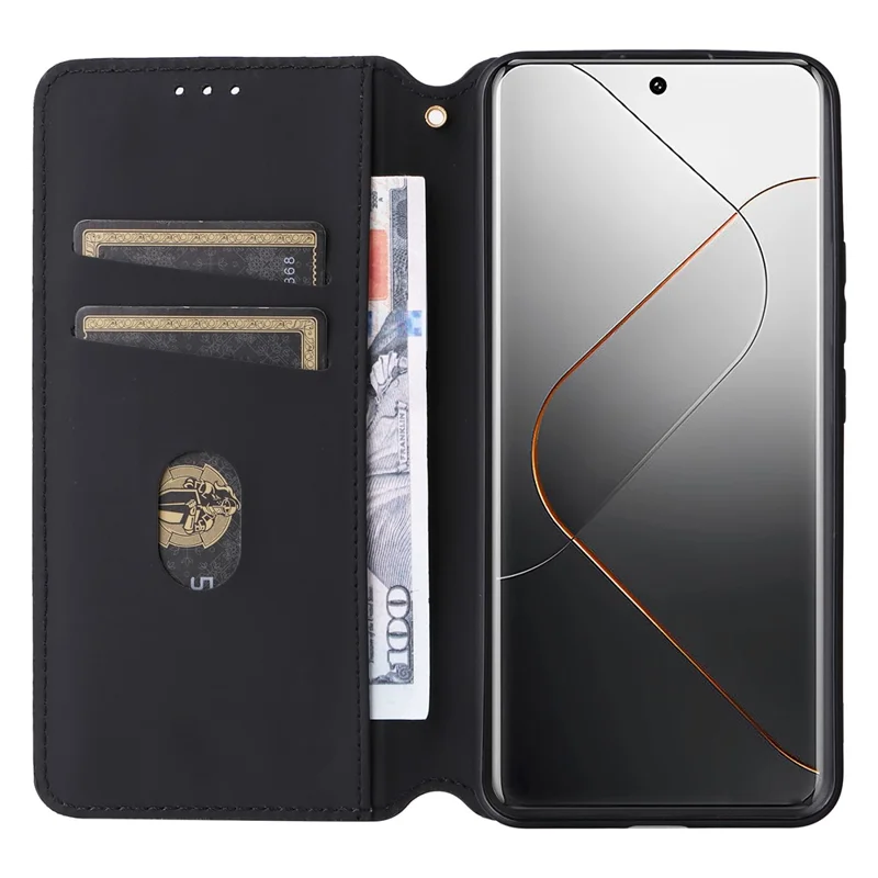 For Xiaomi 14 Pro Cell Phone Case Magnetic Closing Leather Wallet Phone Cover - Silver
