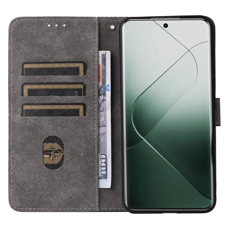 Pour Xiaomi 14 Pro Étui en cuir PU Étui de téléphone portable avec blocage RFID Couvercle de téléphone avec sangle - Noir