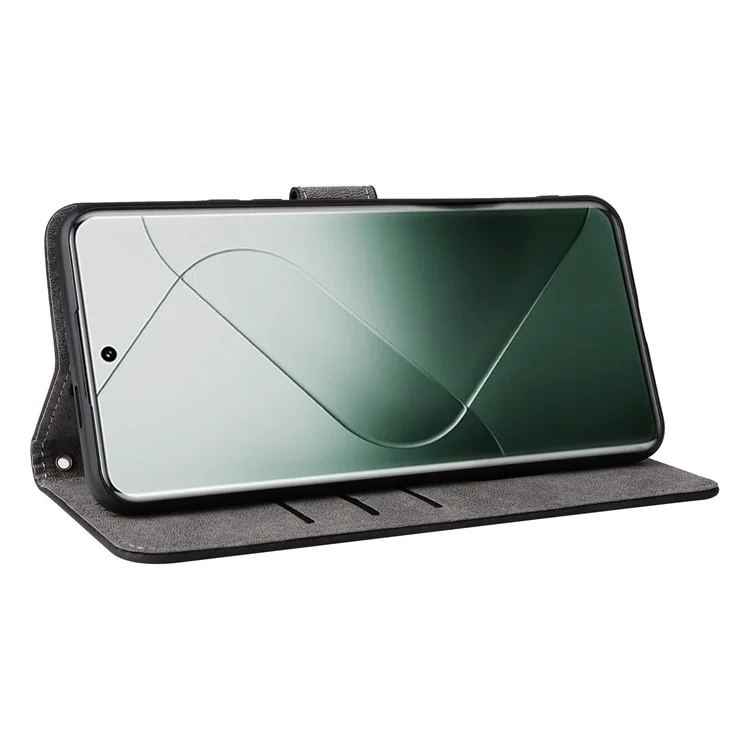 Pour Xiaomi 14 Pro Étui en cuir PU Étui de téléphone portable avec blocage RFID Couvercle de téléphone avec sangle - Noir