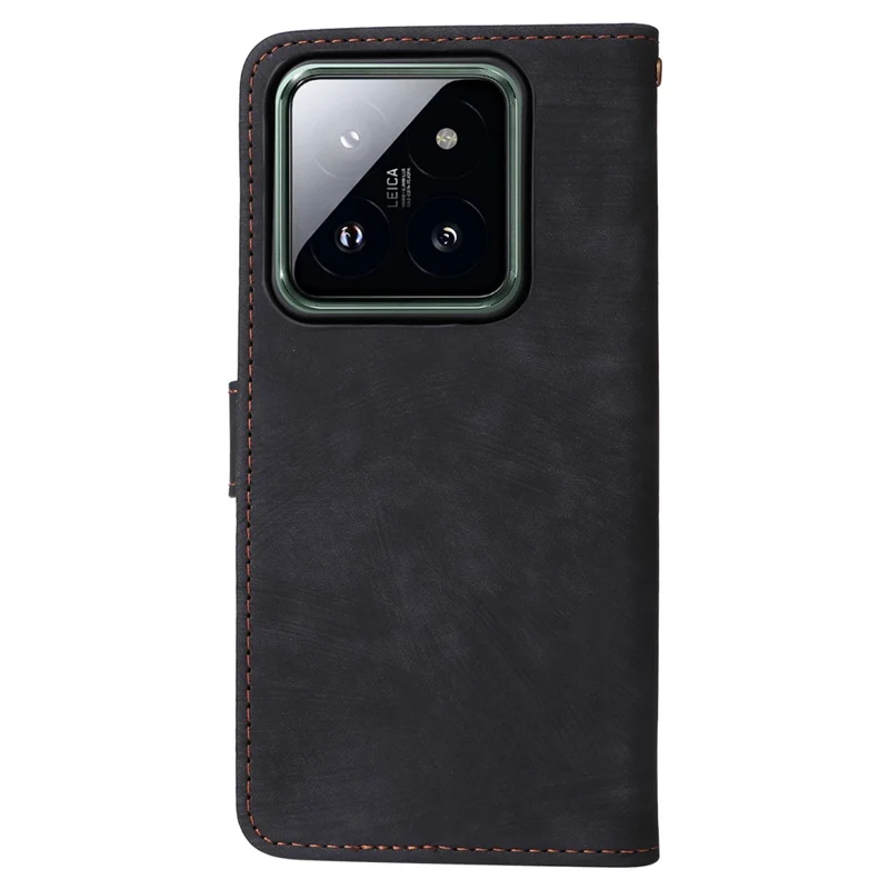 Pour Xiaomi 14 Pro Étui en cuir PU Étui de téléphone portable avec blocage RFID Couvercle de téléphone avec sangle - Noir