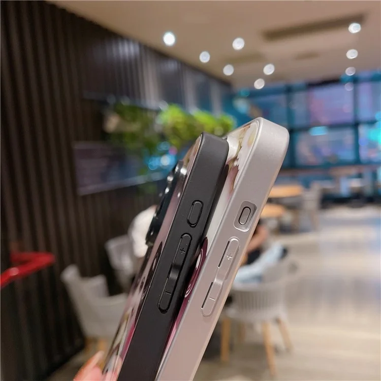 Для Iphone 15 Pro Phone Case Case Tremed Glass + TPU Antipplop Cover - Стоящая Панда / Белый