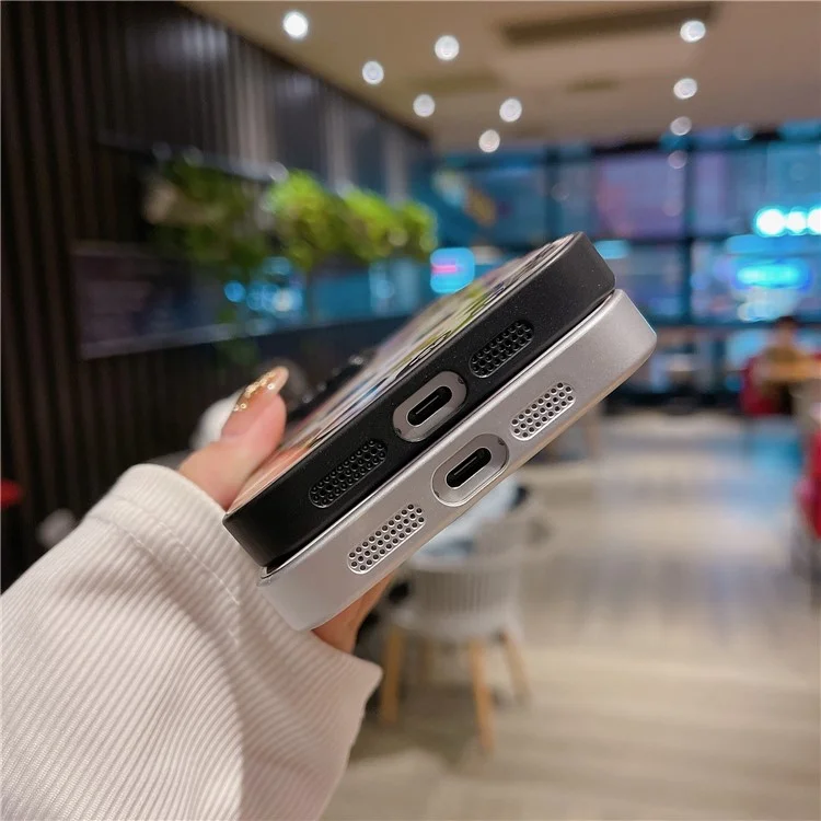 Для Iphone 15 Pro Phone Case Case Tremed Glass + TPU Antipplop Cover - Стоящая Панда / Белый