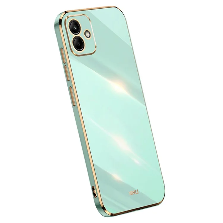 XINLI Per Samsung Galaxy A05 4G Case Electroplated Bordo in Oro TPU Cover per Cellulare - Cyan