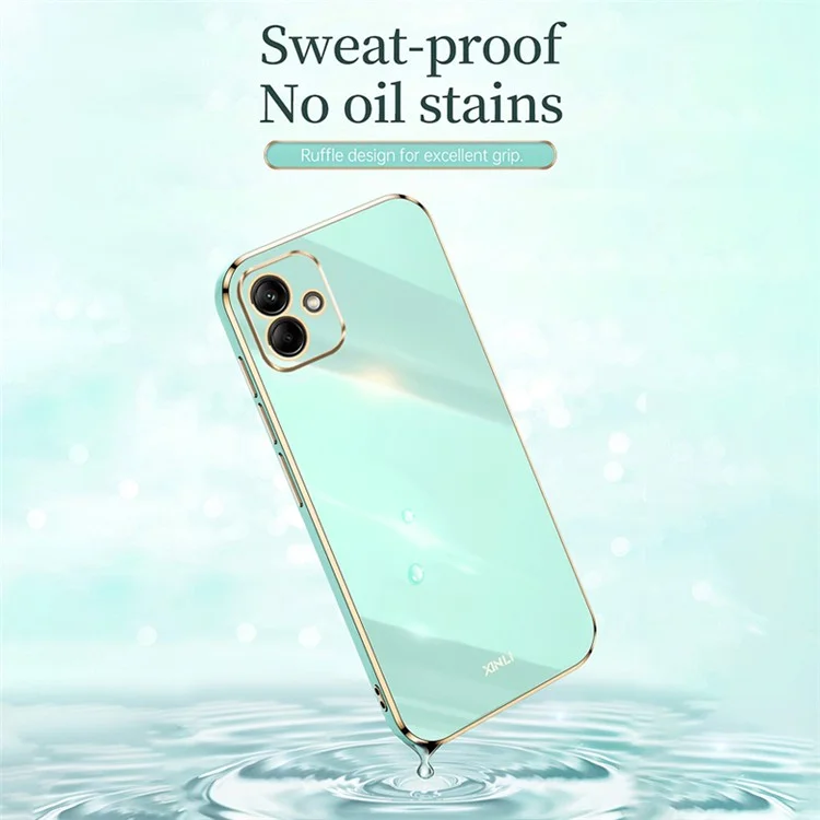 XINLI Per Samsung Galaxy A05 4G Case Electroplated Bordo in Oro TPU Cover per Cellulare - Cyan