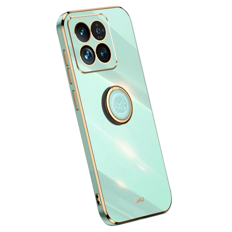 XINLI Para Xiaomi 14 Pro Case Eletrolítica TPU Ring Kickstand Phone Cover - Ciano