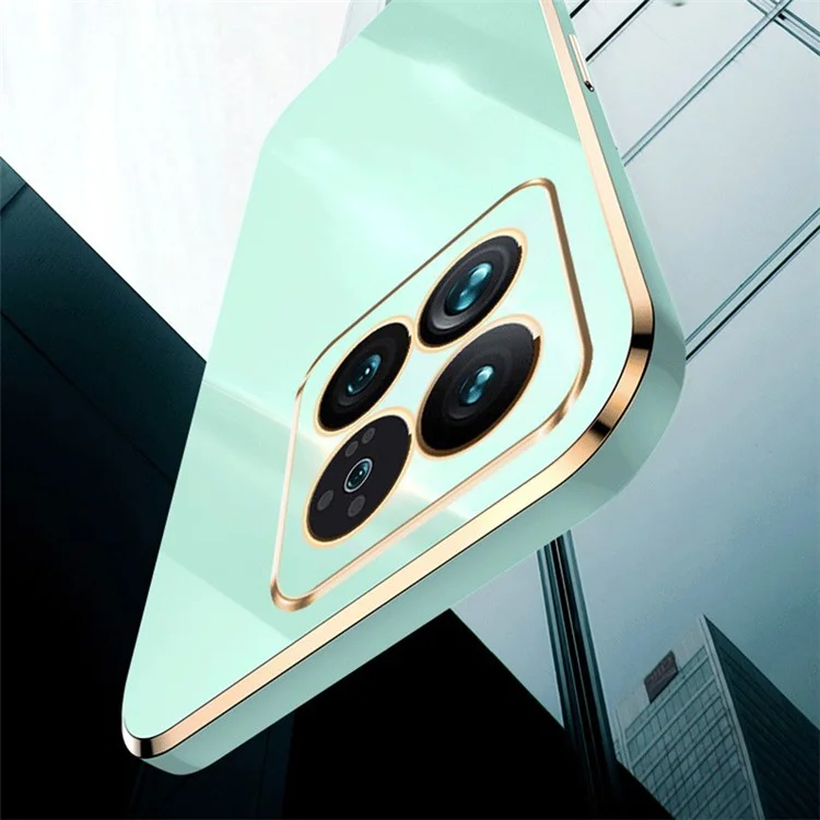XINLI Für Xiaomi 14 Pro Cover Galvanisierung Gold Edge TPU Kratzfest Handyhülle - Cyan