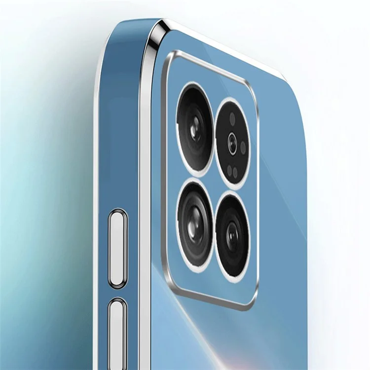 XINLI Für Xiaomi 14 Pro Cover Galvanisierung Gold Edge TPU Kratzfest Handyhülle - Cyan