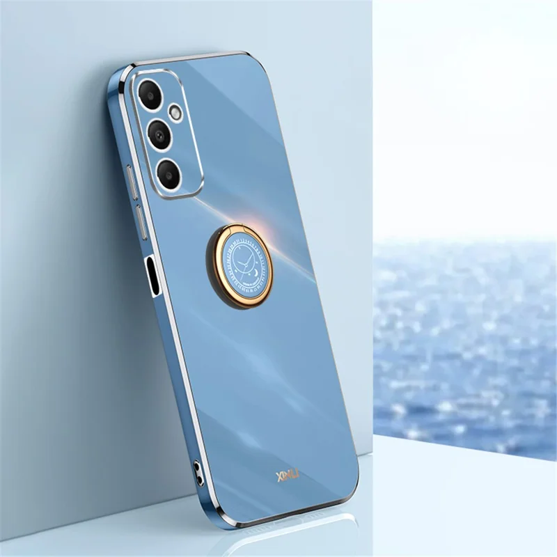 XINLI For Samsung Galaxy A05s 4G Case Electroplated TPU Anti-drop Kickstand Phone Cover - Blue