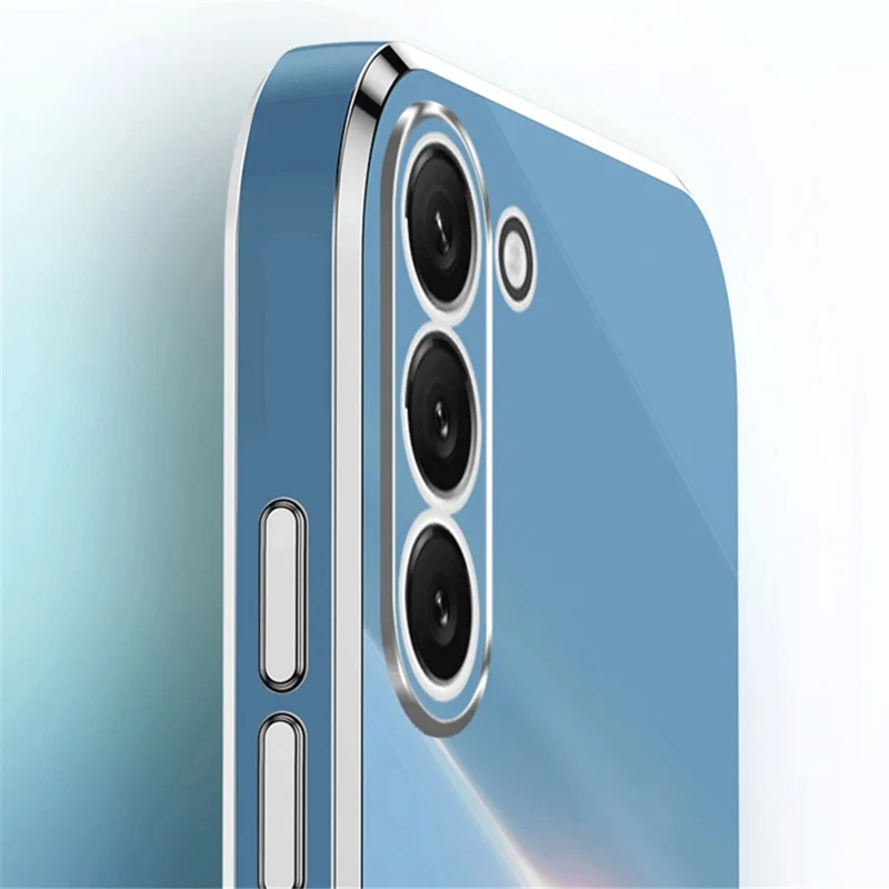 XINLI For Samsung Galaxy S24 Case Electroplated TPU Phone Ring Kickstand Back Cover - Cyan