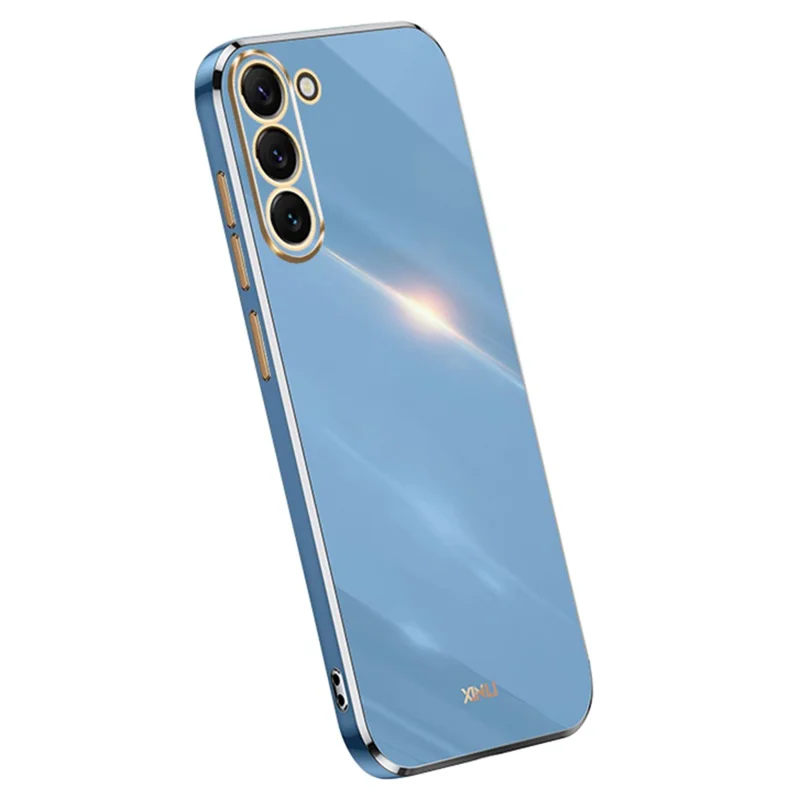 XINLI For Samsung Galaxy S24 Case Stylish Golden Edge TPU Phone Back Cover - Blue