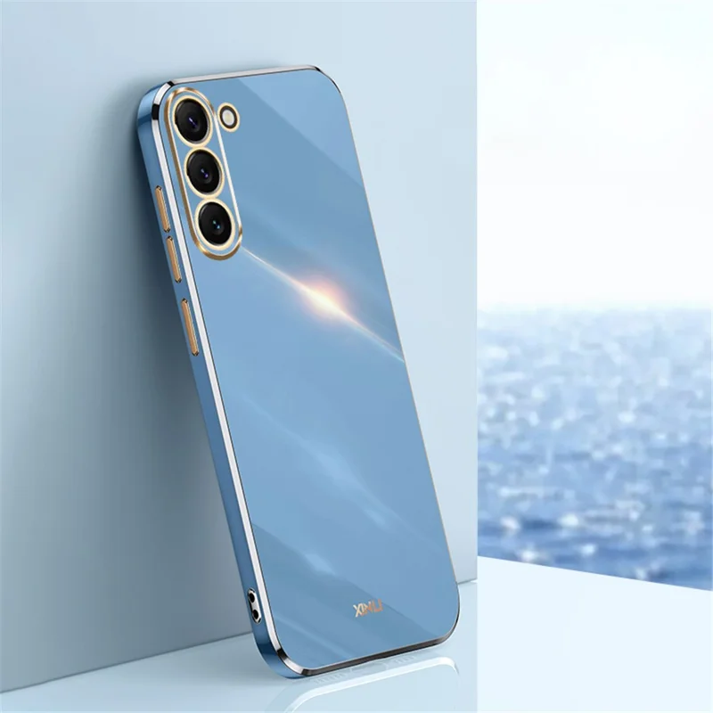 XINLI For Samsung Galaxy S24 Case Stylish Golden Edge TPU Phone Back Cover - Blue