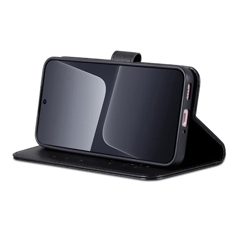 AZNS Para Xiaomi 14 Caixa Anti-scratch Carteira TPU + Capa de Telefone de Couro PU - Preto