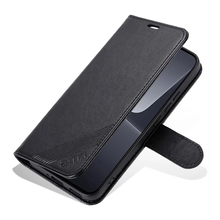 Чехол для телефона AZNS PU Leather для Xiaomi 14 Pro с противоударной защитой, бумажником и магнитной крышкой - черный