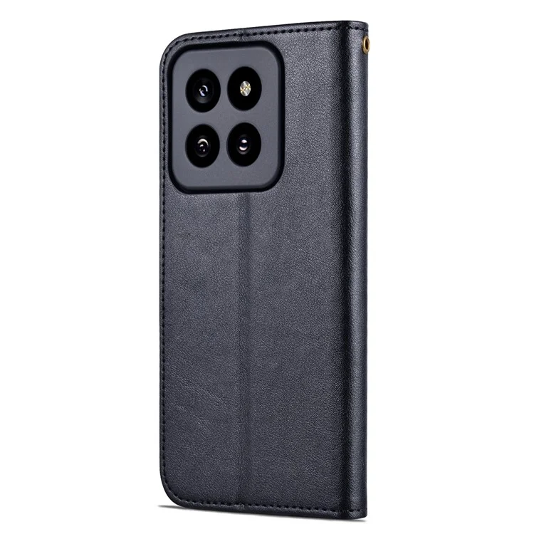 Чехол для телефона AZNS PU Leather для Xiaomi 14 Pro с противоударной защитой, бумажником и магнитной крышкой - черный