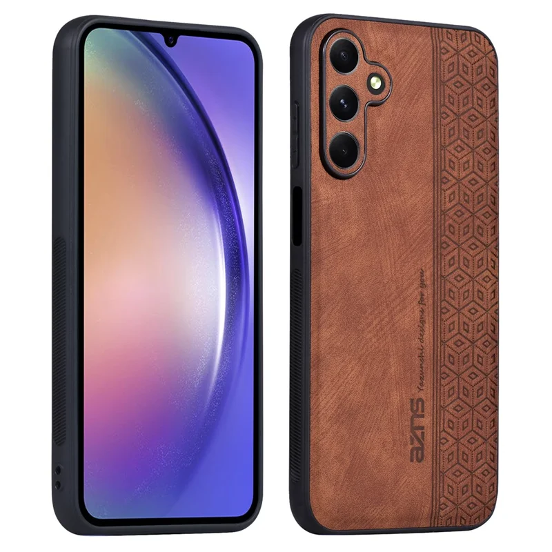 AZNS för Samsung Galaxy A05s 4G skal Slim-fit med intryckt mönster PU-läder+TPU mobilskals - Brun