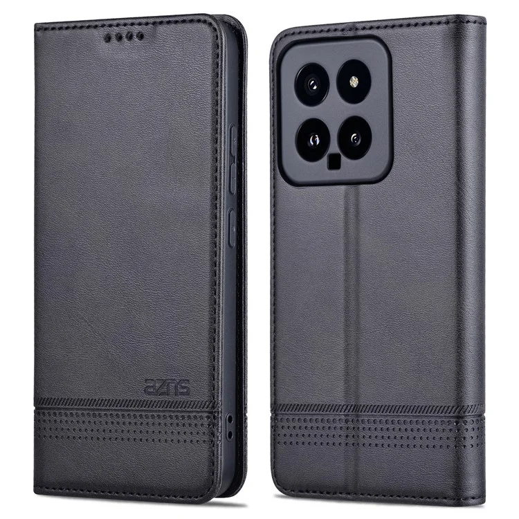 AZNS для Xiaomi 14 Чехол Антицарапина Подставка для телефона Бумажник - Черный 