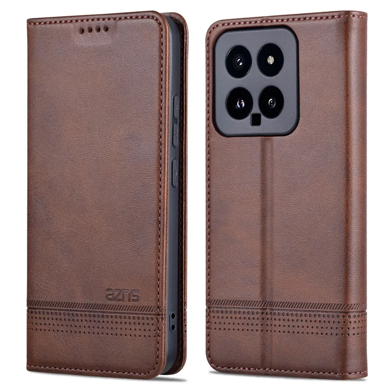 AZNS voor Xiaomi 14 Hoes Anti-Kras Beschermhoes met Stand en Portemonnee - Koffie