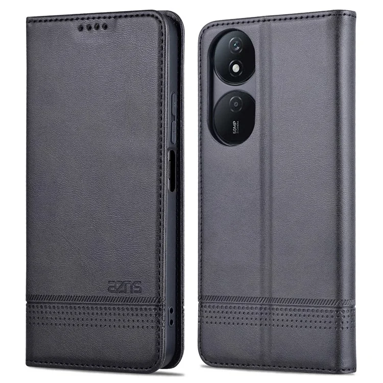 AZNS For Honor Play 50 Plus 5G Case Magnetischer Verschluss Leder-Geldbörsen-Handyhülle - Schwarz