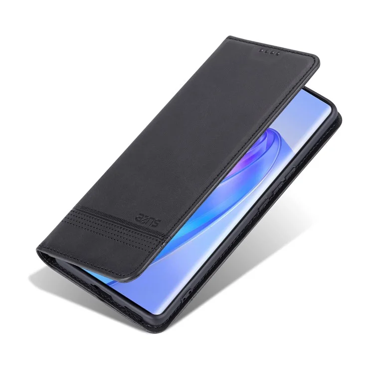 AZNS For Honor Play 50 Plus 5G Case Magnetischer Verschluss Leder-Geldbörsen-Handyhülle - Schwarz