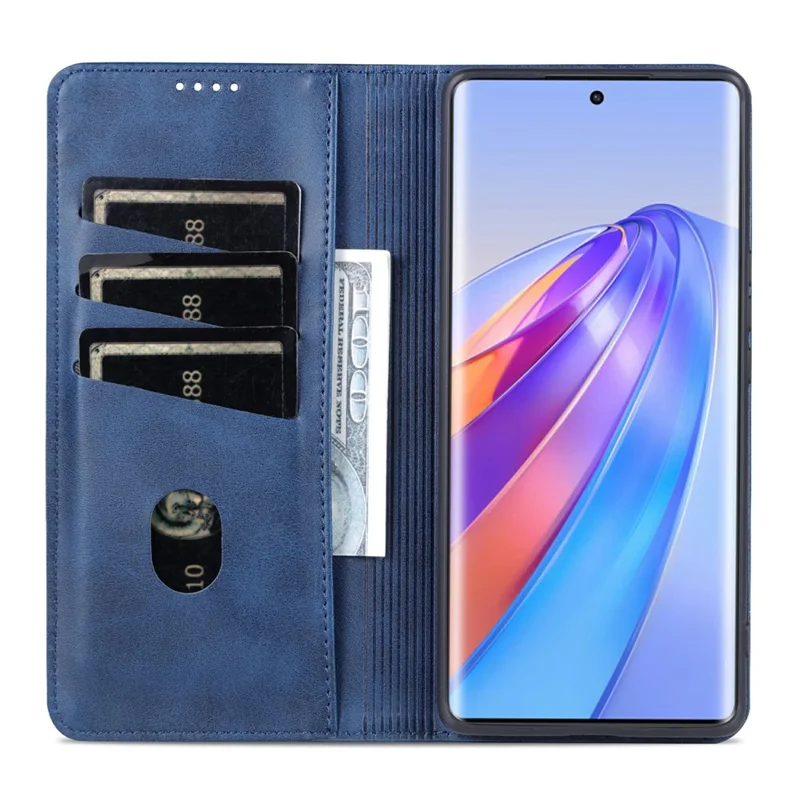AZNS For Honor Play 50 Plus 5G Case Magnetic Closing Leather Wallet Phone Cover - Blue