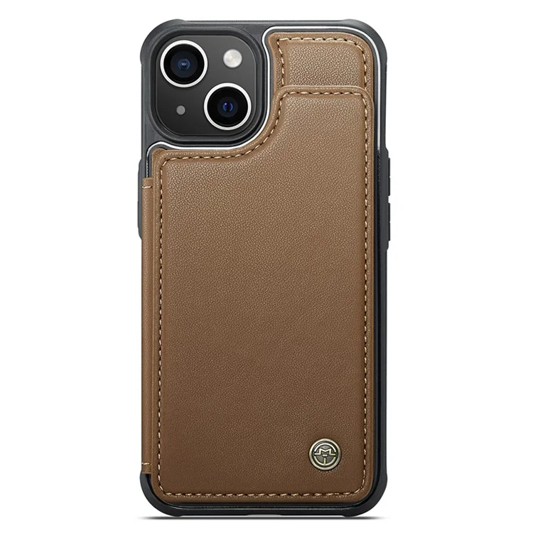 CASEME C22 Series para iPhone 15 Plus Kickstand Case Card Slots RFID Blocking Phone Cover - Marrom