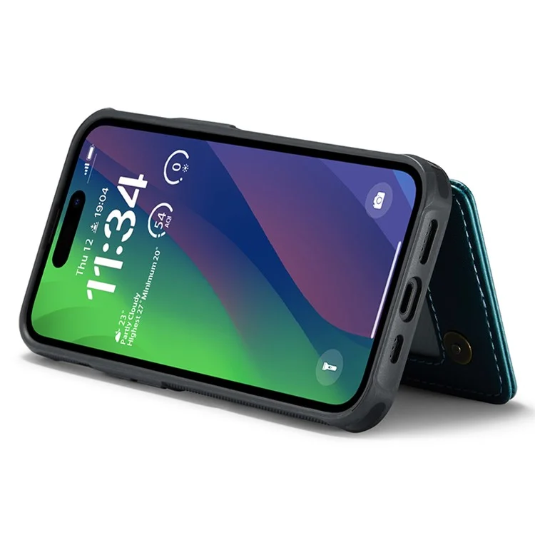 CASEME C22-Serie für iPhone 15 Hülle RFID-blockierende Kartenfächer Glänzender Telefonüberzug - Grün