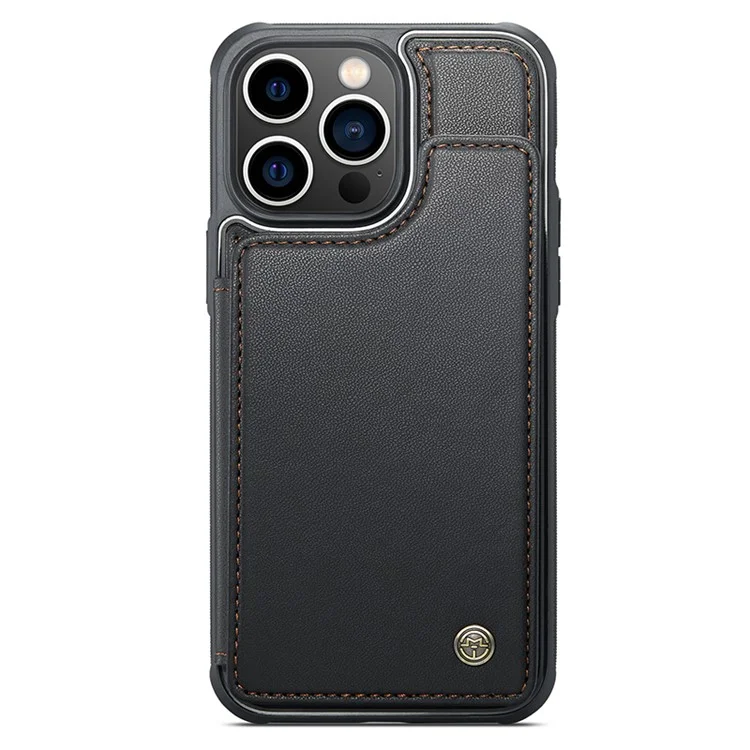 Étui CASEME C22 Series pour iPhone 13 Pro Étui Texture Litchi Couvercle de téléphone avec 4 fentes pour cartes - Noir