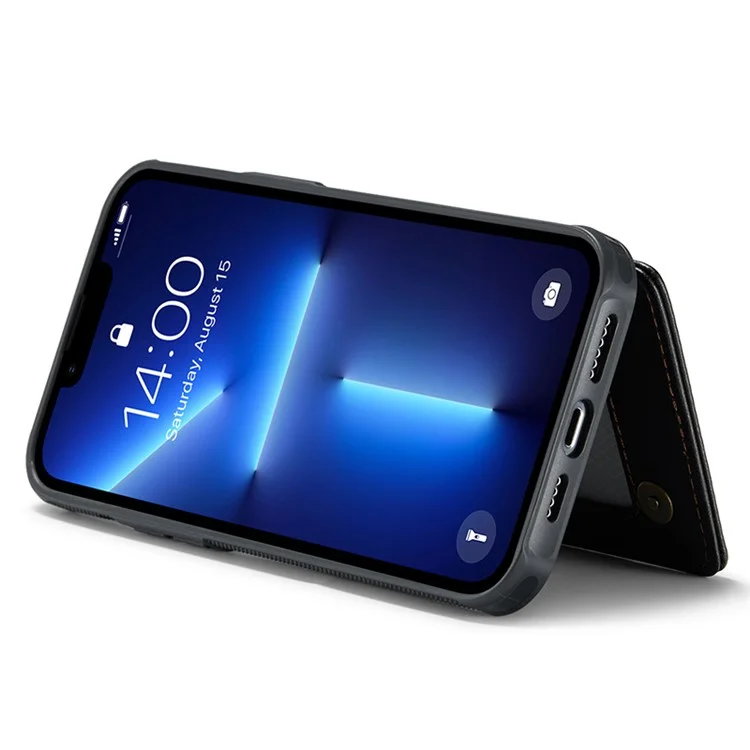 Étui CASEME C22 Series pour iPhone 13 Pro Étui Texture Litchi Couvercle de téléphone avec 4 fentes pour cartes - Noir