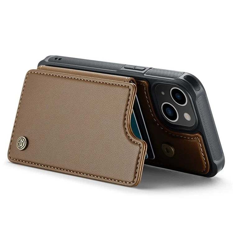 CASEME C22 Série para Caso do iPhone 14 Bloqueio RFID Suporte com 4 Slots de Cartão - Marrom