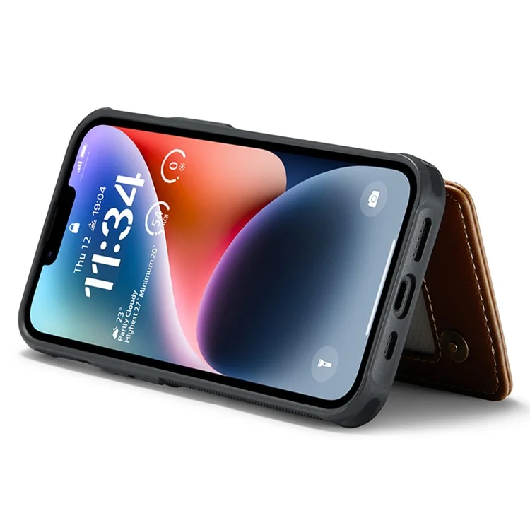 CASEME C22 Série para Caso do iPhone 14 Bloqueio RFID Suporte com 4 Slots de Cartão - Marrom
