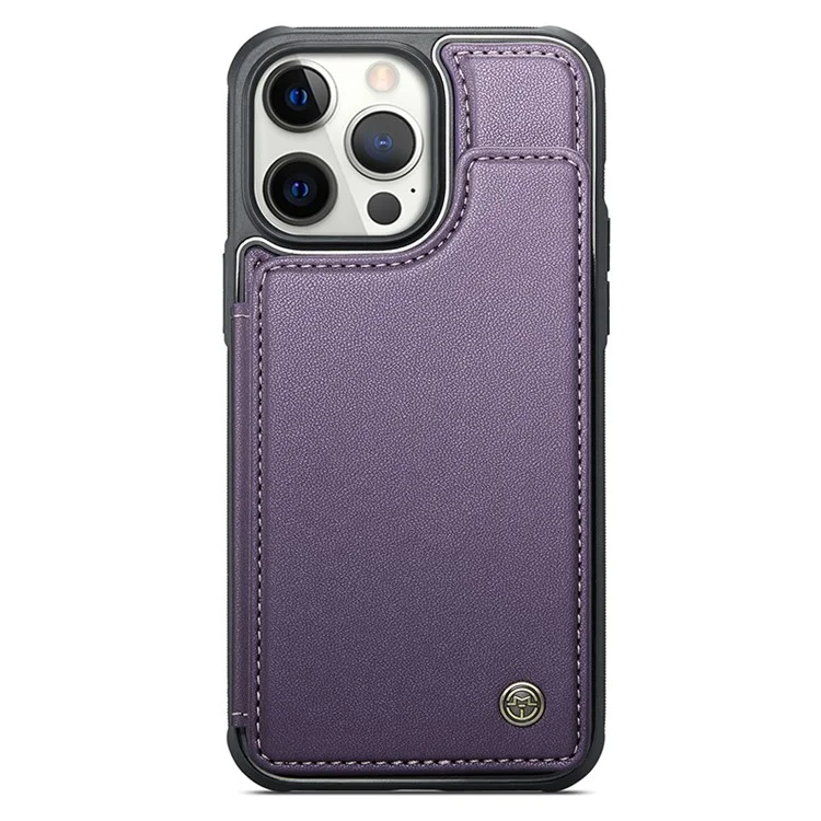 CASEME C22 Series для iPhone 12 Pro Max 6,7 дюйма Чехол для телефона Кожа + TPU Держатель для карт - Фиолетовый