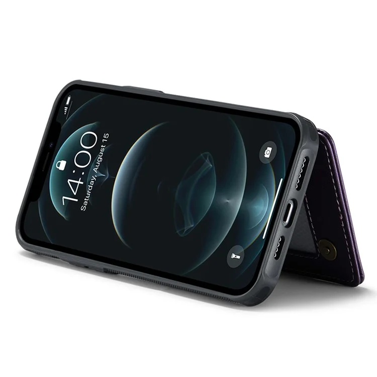 CASEME C22 Series для iPhone 12 Pro Max 6,7 дюйма Чехол для телефона Кожа + TPU Держатель для карт - Фиолетовый