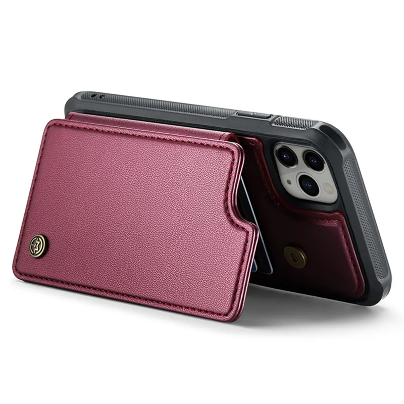 For iPhone 11 Pro Max Phone Case CASEME C22 Leather Back Cover with RFID Blocking Card Slots - Red