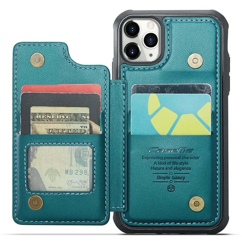 For iPhone 11 Pro Phone Case CASEME C22 Leather Back Cover with RFID Blocking Card Slots - Green