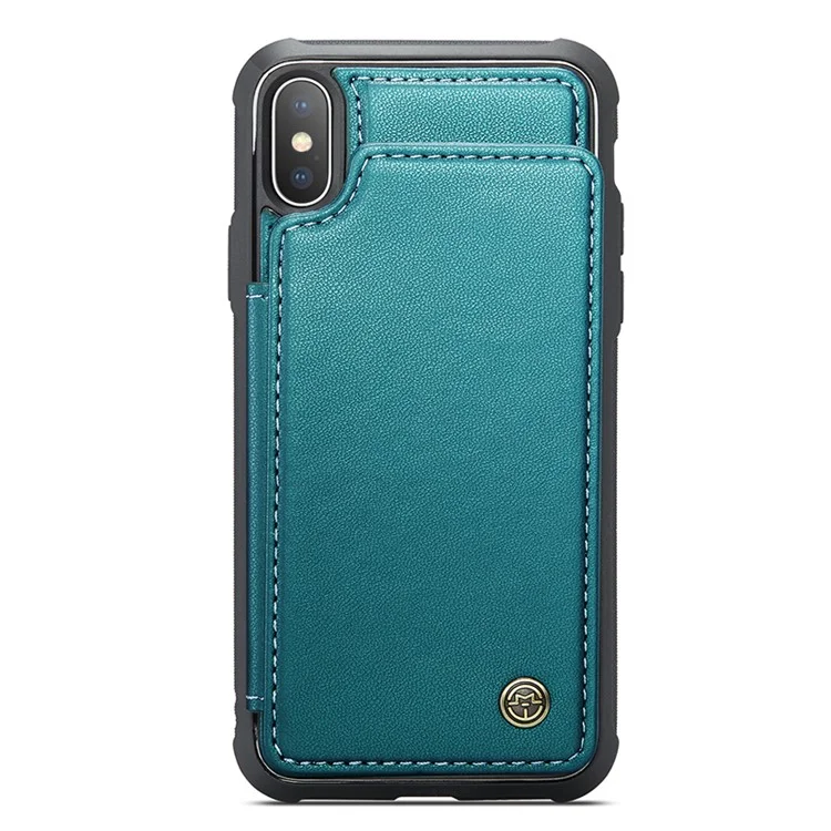 For iPhone XS Max Phone Case CASEME C22 Leather Back Cover with RFID Blocking Card Slots - Green