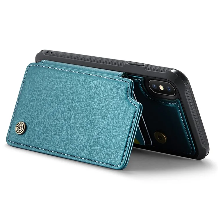 For iPhone XS Max Phone Case CASEME C22 Leather Back Cover with RFID Blocking Card Slots - Green