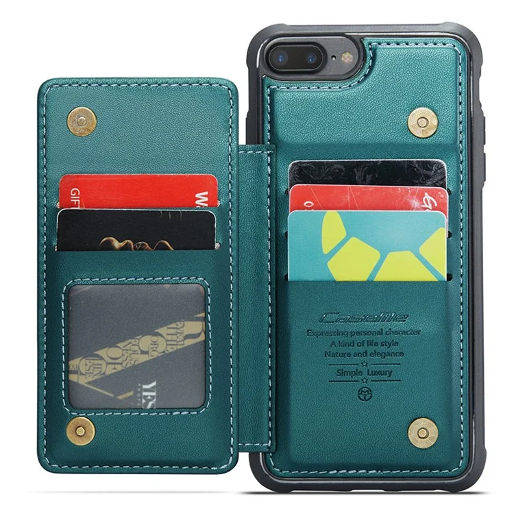 CASEME C22 Serie per iPhone 6 Plus 5,5 pollici / 7 Plus 5,5 pollici / 8 Plus 5,5 pollici / 6s Plus 5,5 pollici Custodia per telefono RFID Blocking Leather Cover - Verde
