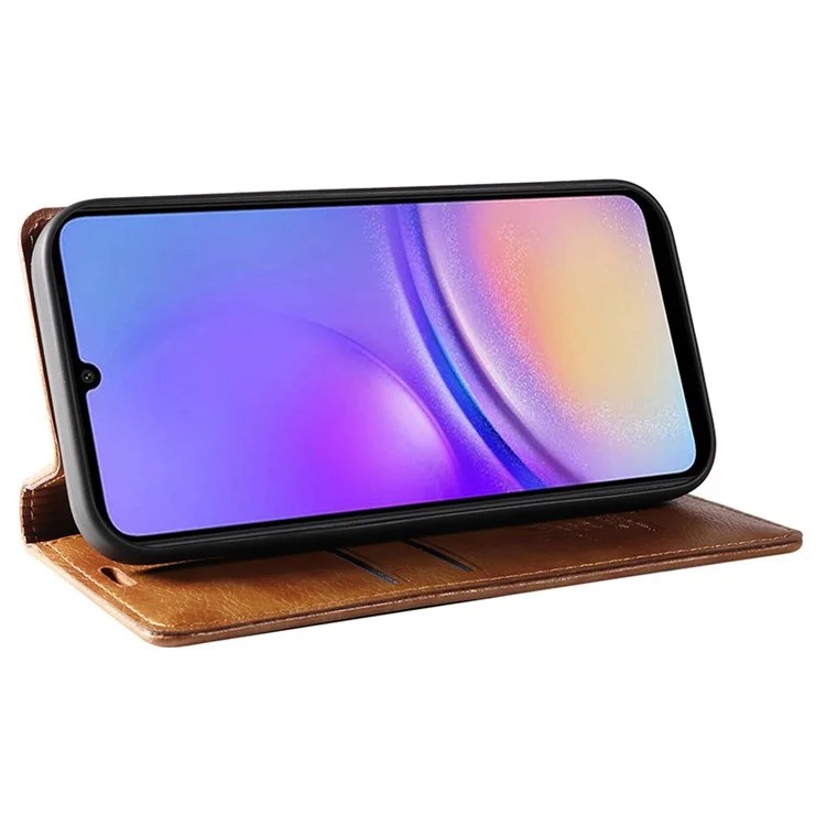 YIKATU YK-006 Para Samsung Galaxy A05 4G Caso Carteira de Couro com Fecho Magnético - Marrom