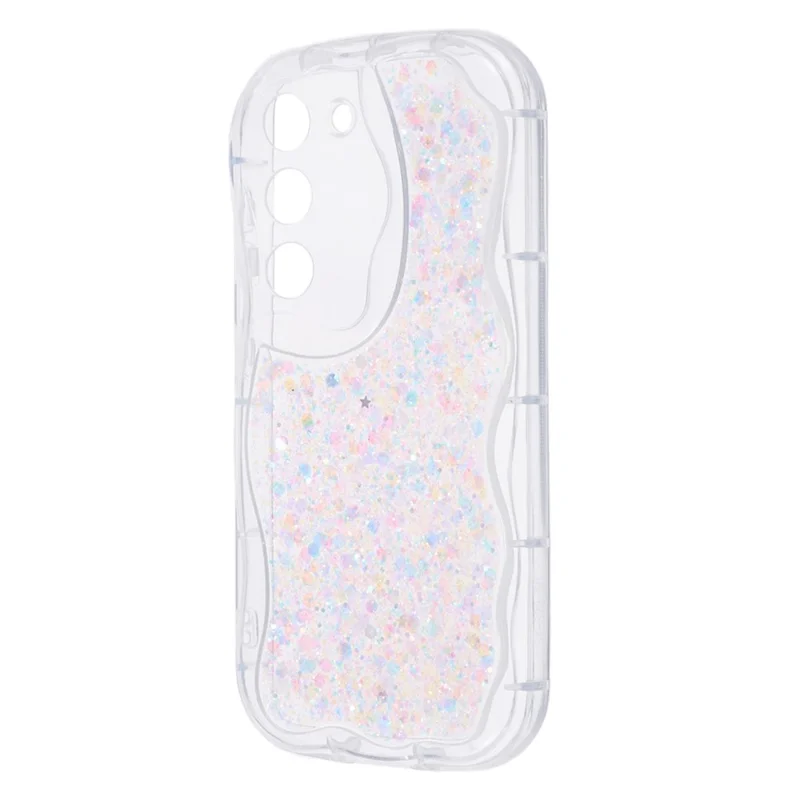 Serie JTW Para Samsung Galaxy S22 5G TPU Case Glitter Sequins Cubierta de Teléfono Epoxi - Blanco