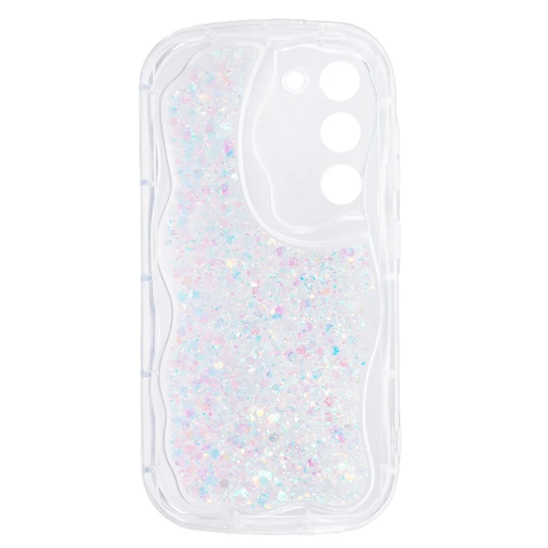 Serie JTW Para Samsung Galaxy S22 5G TPU Case Glitter Sequins Cubierta de Teléfono Epoxi - Blanco