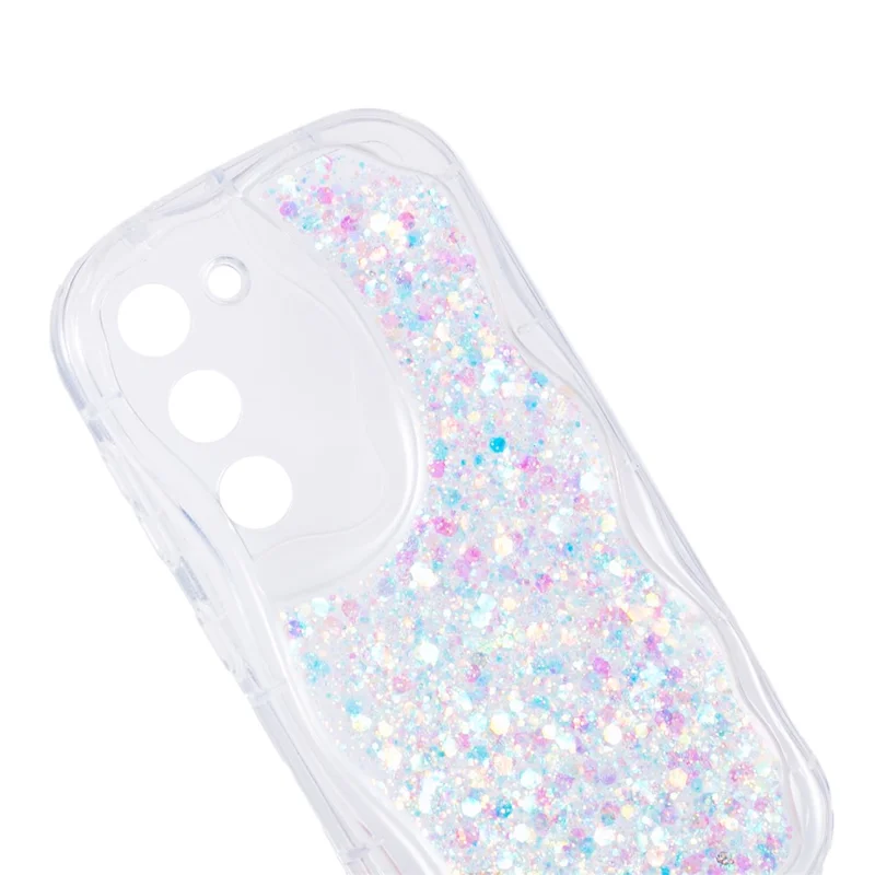 Serie JTW Para Samsung Galaxy S22 5G TPU Case Glitter Sequins Cubierta de Teléfono Epoxi - Blanco